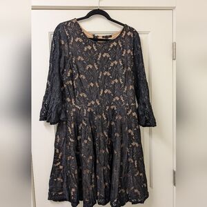 City Studio - Black Lace With Beige Lining Dress Size 14